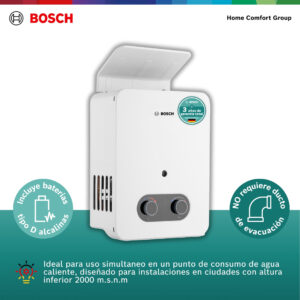 Calentador de Agua 5.5 Litros Tiro Natural de Paso a Gas Natural/GLP Therm 1500 Marca Bosch