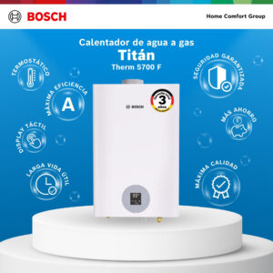 Calentador de Agua 26 Litros Tiro Forzado de Paso a Gas Natural/Glp Titán 5700 F Marca Bosch